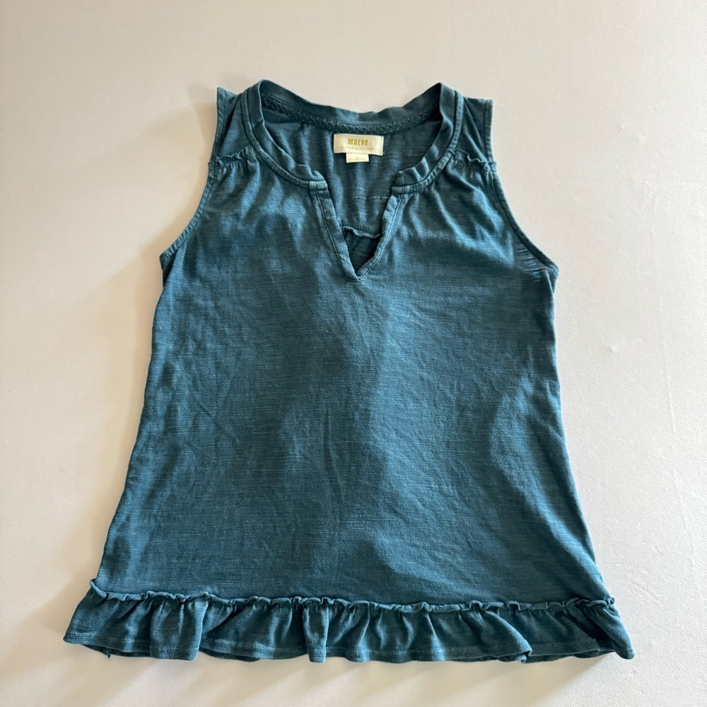 Maeve Anthropologie Blue Poinsot Ruffled-Back Tank Size XS